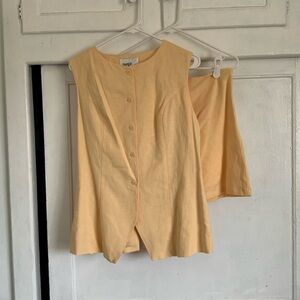 Paper Heart Butter Yellow Linen Blend Vest And Skirt Set
